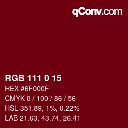 Color code: RGB 111 0 15 | qconv.com