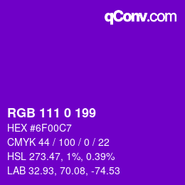 颜色代码: RGB 111 0 199 | qconv.com