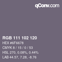 颜色代码: RGB 111 102 120 | qconv.com
