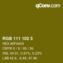 Color code: RGB 111 102 5 | qconv.com