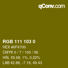 Color code: RGB 111 103 0 | qconv.com