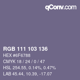 Color code: RGB 111 103 136 | qconv.com