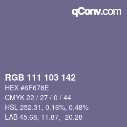 Color code: RGB 111 103 142 | qconv.com