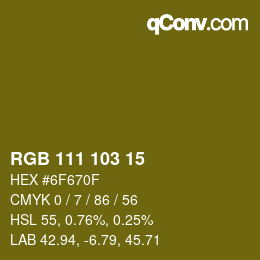 カラーコード: RGB 111 103 15 | qconv.com