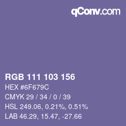 Color code: RGB 111 103 156 | qconv.com