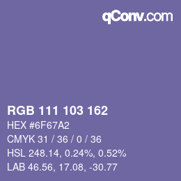 カラーコード: RGB 111 103 162 | qconv.com