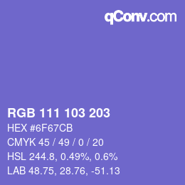 カラーコード: RGB 111 103 203 | qconv.com