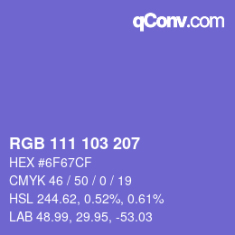 Color code: RGB 111 103 207 | qconv.com