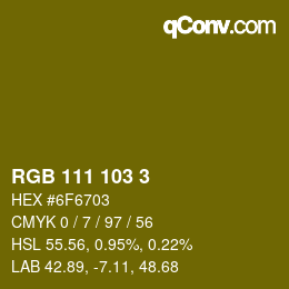 Color code: RGB 111 103 3 | qconv.com