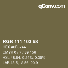 颜色代码: RGB 111 103 68 | qconv.com