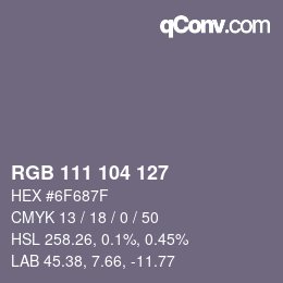 Farbcode: RGB 111 104 127 | qconv.com