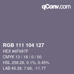 颜色代码: RGB 111 104 127 | qconv.com