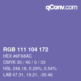 カラーコード: RGB 111 104 172 | qconv.com
