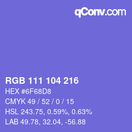 Color code: RGB 111 104 216 | qconv.com