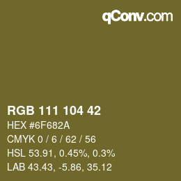 颜色代码: RGB 111 104 42 | qconv.com