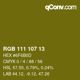 Color code: RGB 111 107 13 | qconv.com