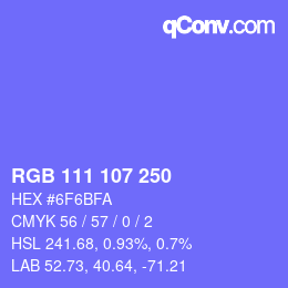 Color code: RGB 111 107 250 | qconv.com