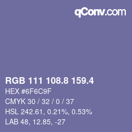 カラーコード: RGB 111 108.8 159.4 | qconv.com