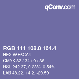 カラーコード: RGB 111 108.8 164.4 | qconv.com