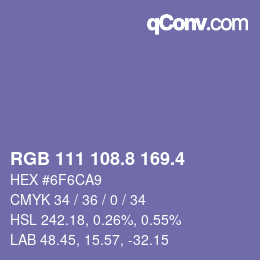 カラーコード: RGB 111 108.8 169.4 | qconv.com