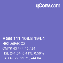 カラーコード: RGB 111 108.8 194.4 | qconv.com