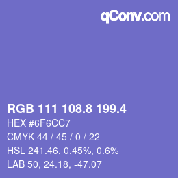 カラーコード: RGB 111 108.8 199.4 | qconv.com