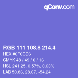 カラーコード: RGB 111 108.8 214.4 | qconv.com