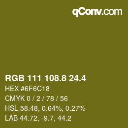 カラーコード: RGB 111 108.8 24.4 | qconv.com