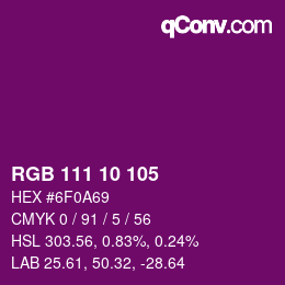 カラーコード: RGB 111 10 105 | qconv.com