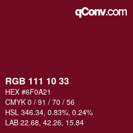 Color code: RGB 111 10 33 | qconv.com