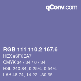 カラーコード: RGB 111 110.2 167.6 | qconv.com