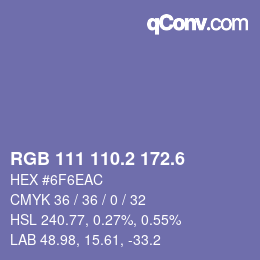 カラーコード: RGB 111 110.2 172.6 | qconv.com