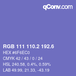 カラーコード: RGB 111 110.2 192.6 | qconv.com