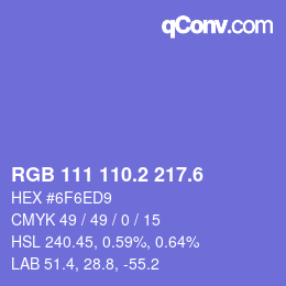 カラーコード: RGB 111 110.2 217.6 | qconv.com