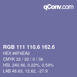 カラーコード: RGB 111 110.6 162.6 | qconv.com