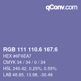 カラーコード: RGB 111 110.6 167.6 | qconv.com