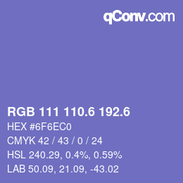 カラーコード: RGB 111 110.6 192.6 | qconv.com