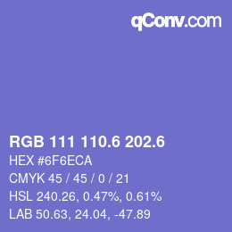 カラーコード: RGB 111 110.6 202.6 | qconv.com