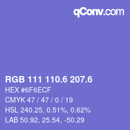 カラーコード: RGB 111 110.6 207.6 | qconv.com