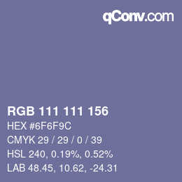 Color code: RGB 111 111 156 | qconv.com