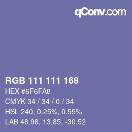 Color code: RGB 111 111 168 | qconv.com
