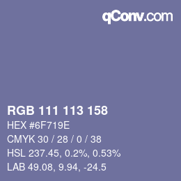 Color code: RGB 111 113 158 | qconv.com