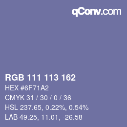 Color code: RGB 111 113 162 | qconv.com