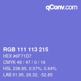 Color code: RGB 111 113 215 | qconv.com