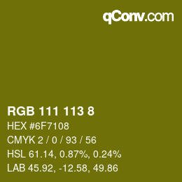 Color code: RGB 111 113 8 | qconv.com