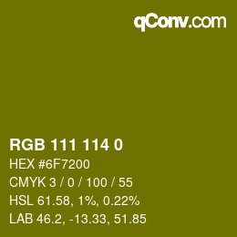 Color code: RGB 111 114 0 | qconv.com