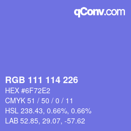颜色代码: RGB 111 114 226 | qconv.com