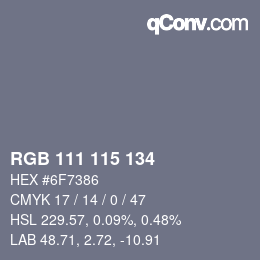 Código de color: RGB 111 115 134 | qconv.com