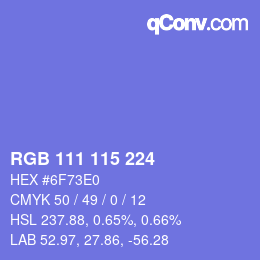 カラーコード: RGB 111 115 224 | qconv.com