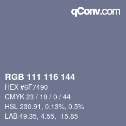 Color code: RGB 111 116 144 | qconv.com